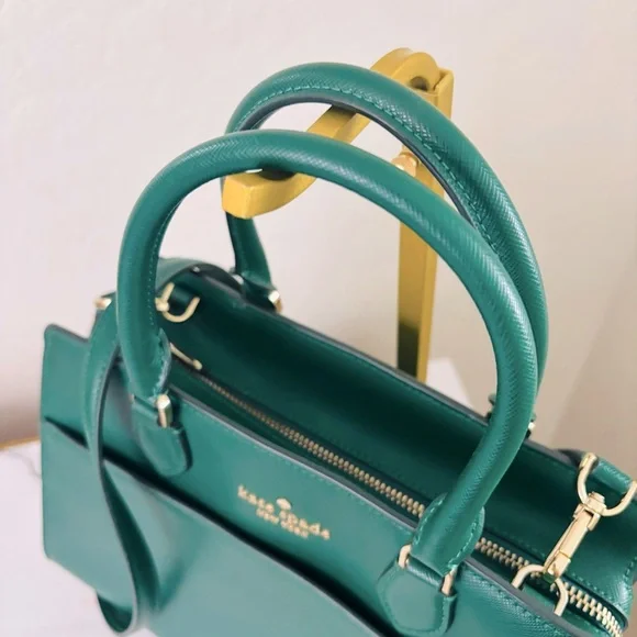 Kate Spade New York Madison Saffiano Leather Medium Satchel Green - Picture 4 of 13